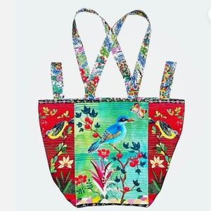 Large  Nathalie L'ete Design Market Bag Tote Birds Cotton 19" x 23"
